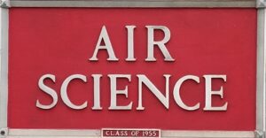 Red and white Air Science sign at Ohio State University. 
