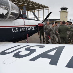 Air Force ROTC cadets learn about aviation training.