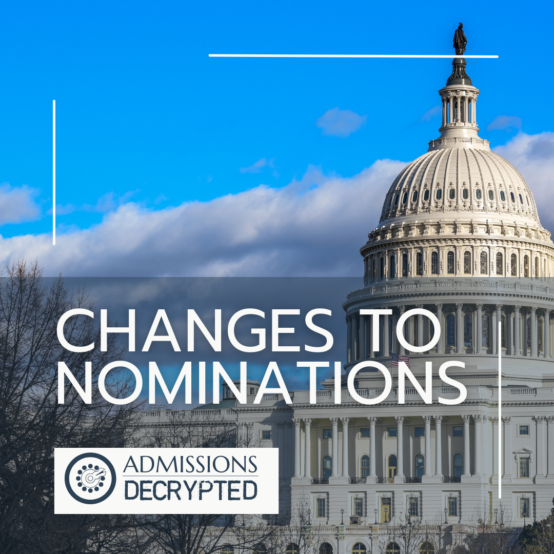 Image of the US Capitol and the words Changes to Nominations