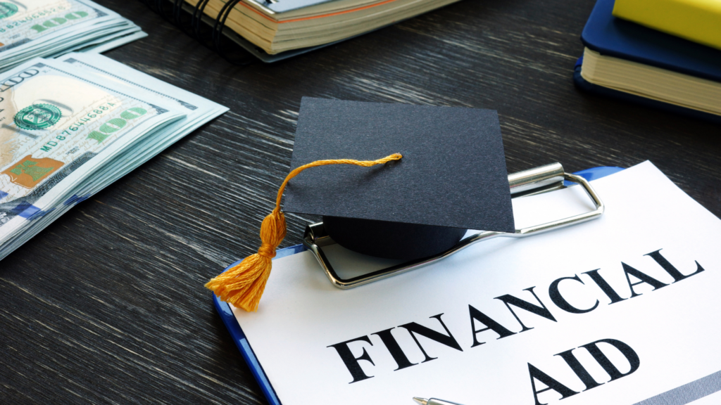 Financial aid application on clipboard